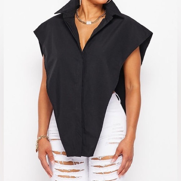 SLEEVELESS OPEN SIDE BUTTON DOWN TOP, PUNK, GOTH, UNBRANDED WOMEN SIZE M - Picture 1 of 9